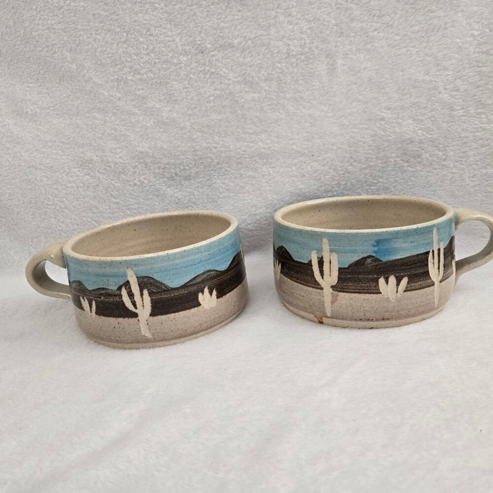 Vintage Southwestern Stoneware Soup Bowl Desert Aztec Pattern Rustic Pottery